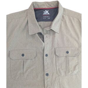 ZeroXposur Mens Large Shirt Short Sleeve Beige Fishing Outdoors Travel